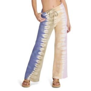 Wildfox Jude Tie-Dye Wide Leg Sweat Pants - Purple, Tan, Blue